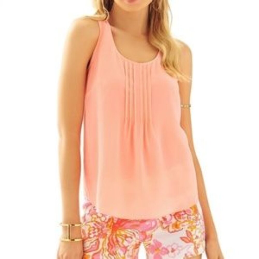 Lilly Pulitzer Silk Tank Top Camisole Peachy light Pink Size Small